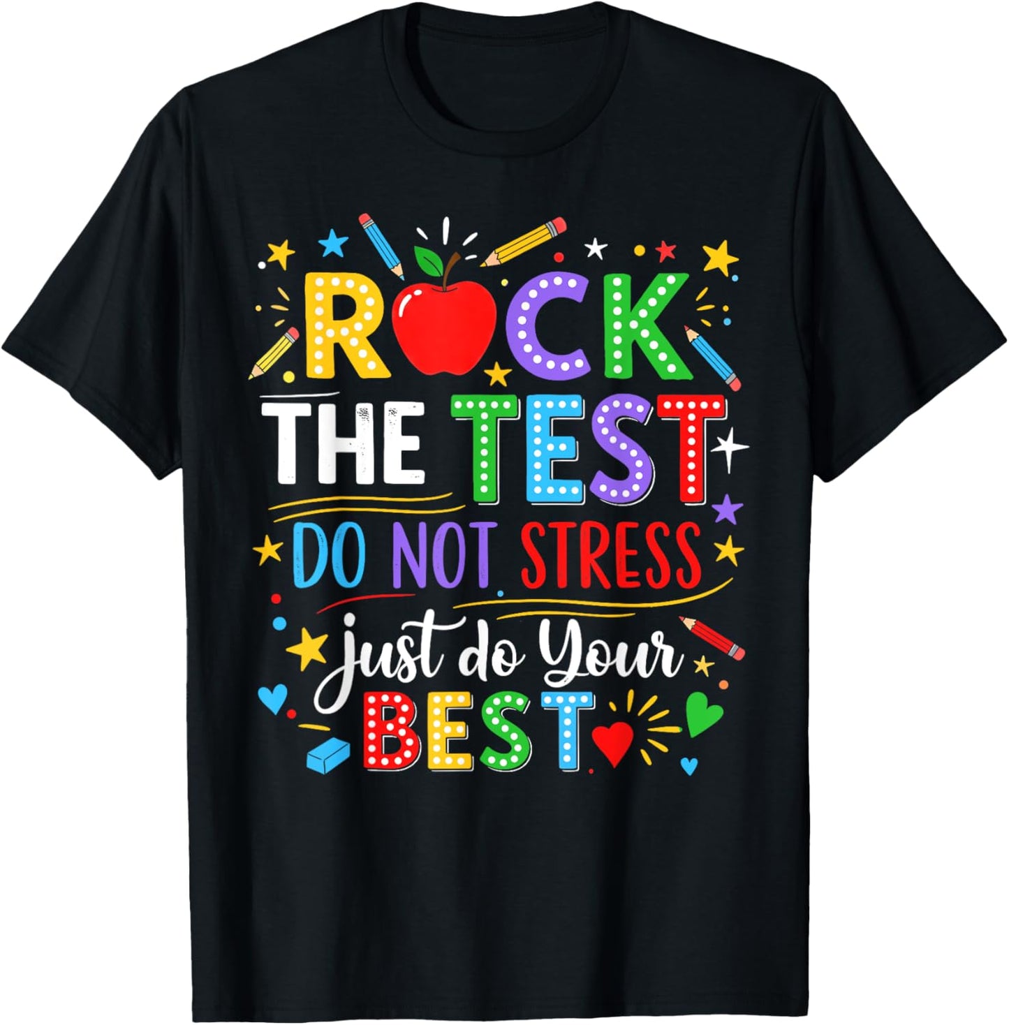 Rock The Test Day Testing Day Funny Teacher Men Women Kid T-Shirt - T-Shirt | Black