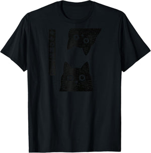 The Cat is Watching Today Funny Japanese Manga Graphic Raglan Baseball T-Shirt - T-Shirt | Black