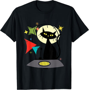 Mid Century Cat Retro Atomic Age Space Modern 50s 60s Kids T-Shirt - T-Shirt | Black