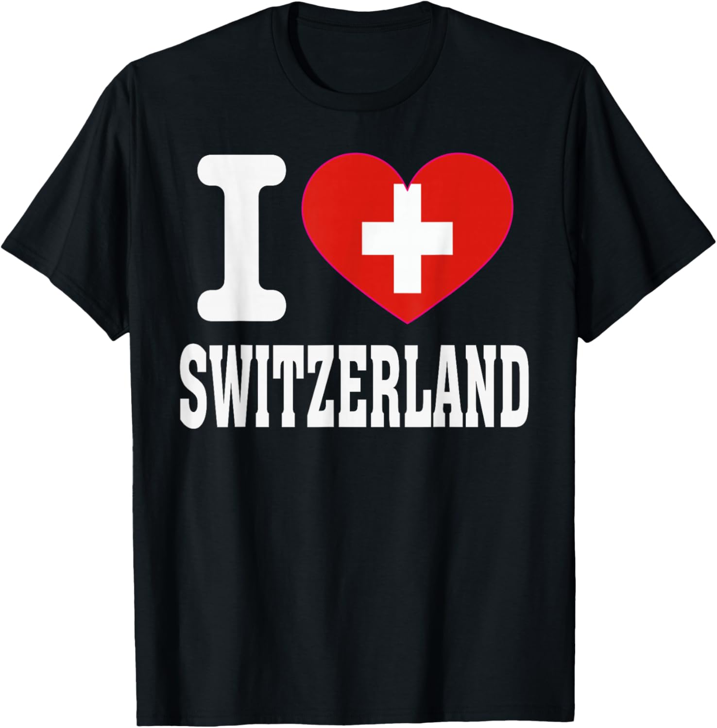 I Love Switzerland Heart Souvenir Lovers Pride Travel T-Shirt - T-Shirt | Black