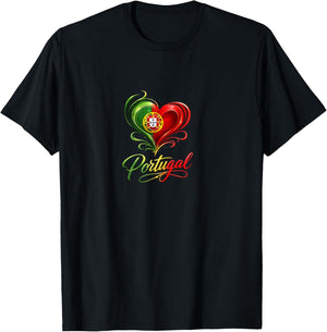 Portugal Heart Love T-Shirt - T-Shirt | Black