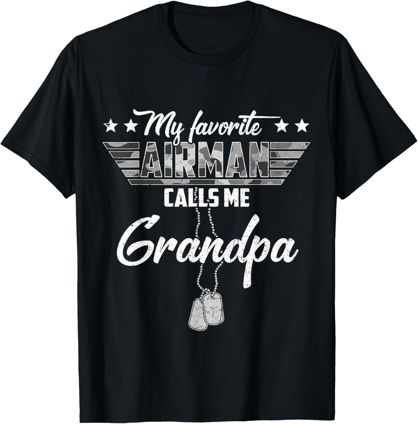 My Favorite Airman Calls Me Grandpa Camouflage US Air Force T-Shirt - T-Shirt | Black