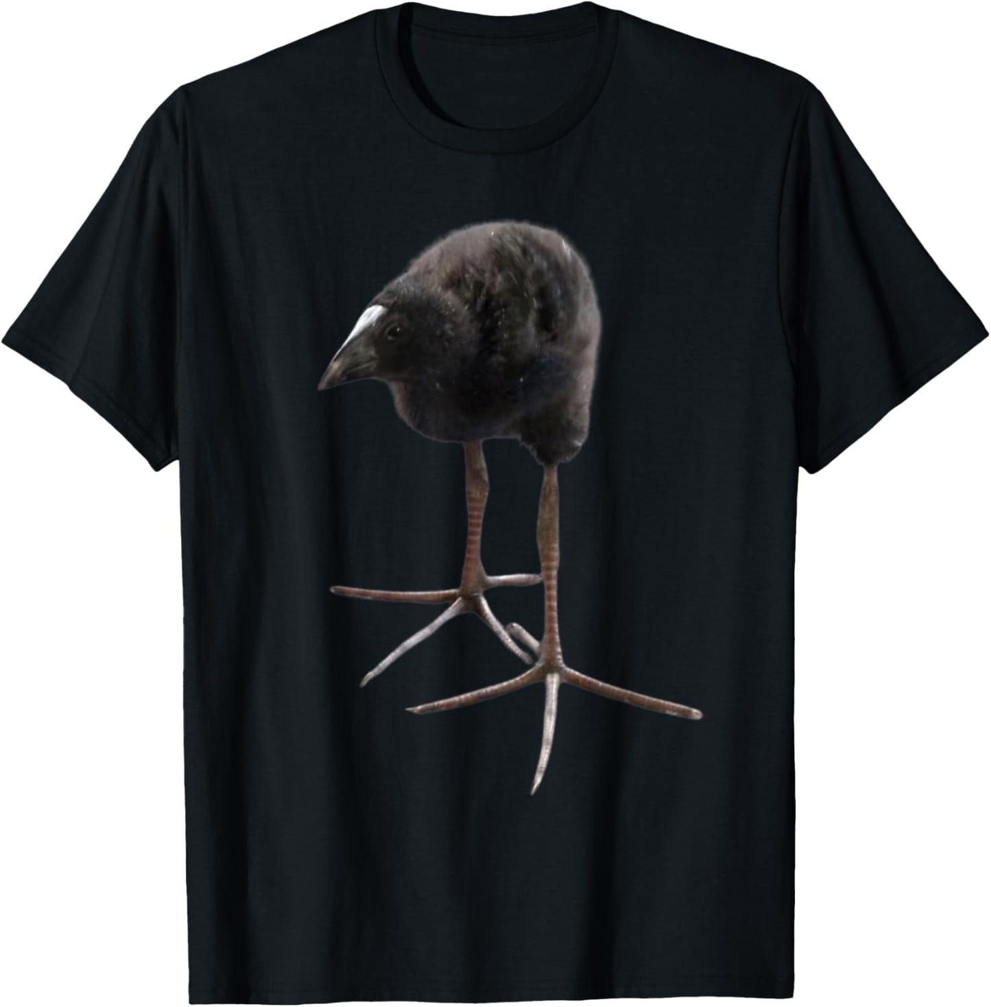 Pukeko Meme Black , Small, Short Sleeve, Modern Classic, All Seasons, Collarless, Bird Pattern, Pull On, 1 Count, 0 Pockets, Lightweight T-Shirt - T-Shirt | Black