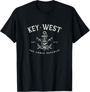 Key West FL Rebel Pirate Boating Scuba Fishing Gear T-Shirt - T-Shirt | Black