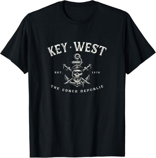 Key West FL Rebel Pirate Boating Scuba Fishing Gear T-Shirt - T-Shirt | Black