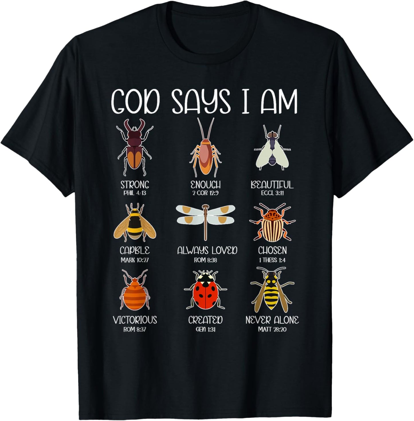 God Says I Am Bugs Insects Christian Boys Kids Religious T-Shirt - T-Shirt | Black