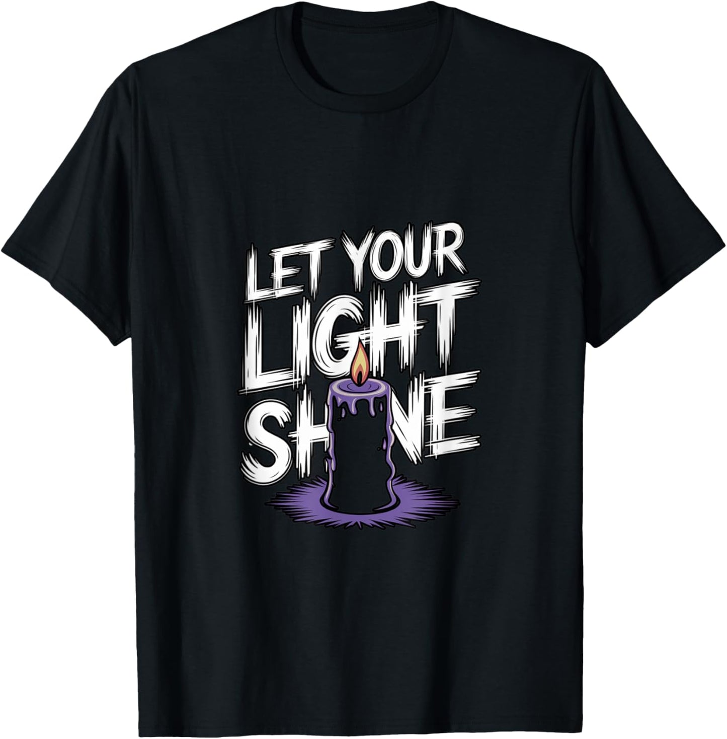 Let Your Light Shine Candle Christian Biblical Inspiration T-Shirt - T-Shirt | Black