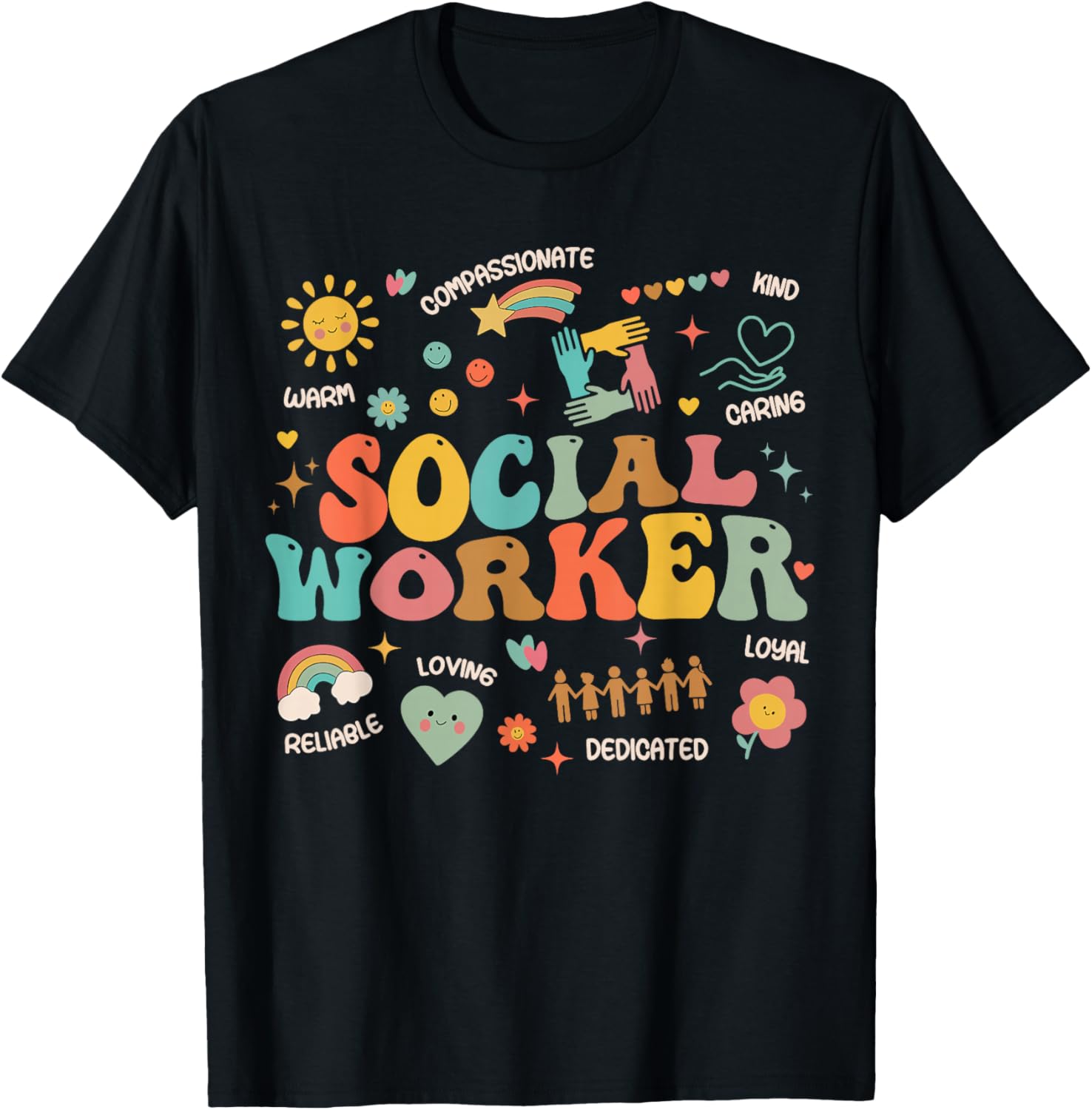 Retro Groovy Social Worker Graduation MSW Month Funny Work T-Shirt - T-Shirt | Black