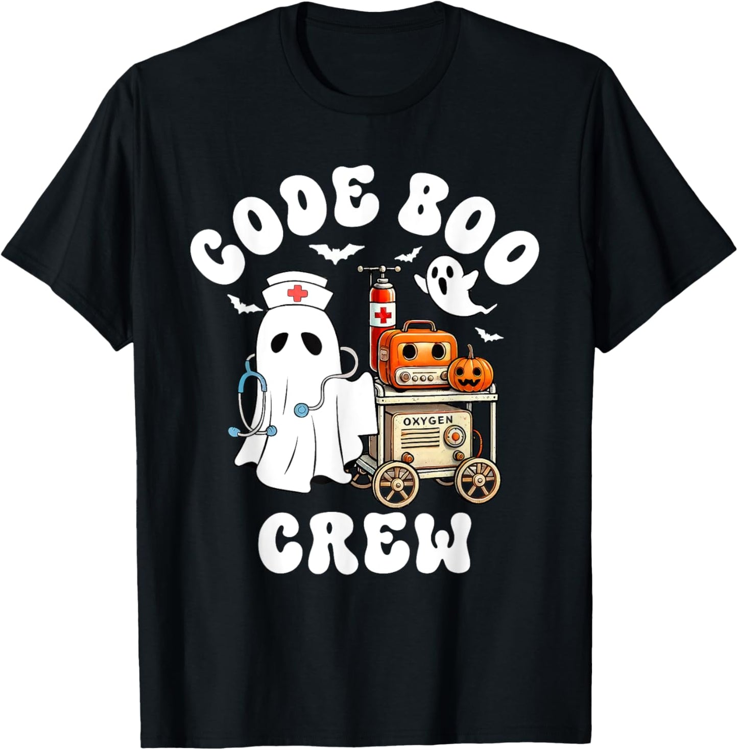 Code Boo Crew Outfit Funny Ghost Halloween Costume T-Shirt - T-Shirt | Black