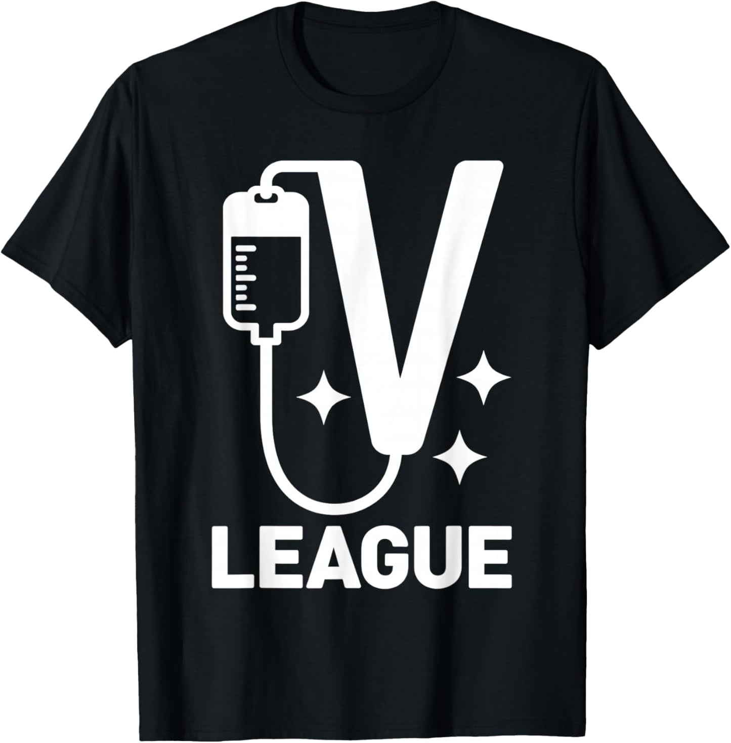 IV League Nurse Pun Minimal Hospital Night Shift Design T-Shirt - T-Shirt | Black