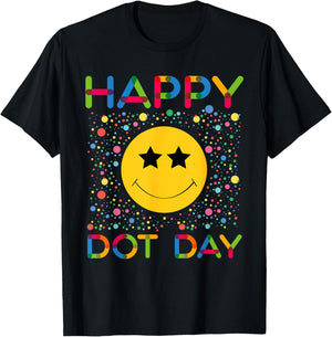 Happy Dot Day Smile Face Colorful Polka Dot Boy Girl Kids T-Shirt - T-Shirt | Black
