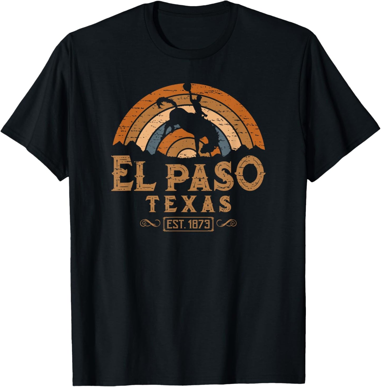 El Paso Texas TX Retro Style Rodeo Cowboy T-Shirt - T-Shirt | Black