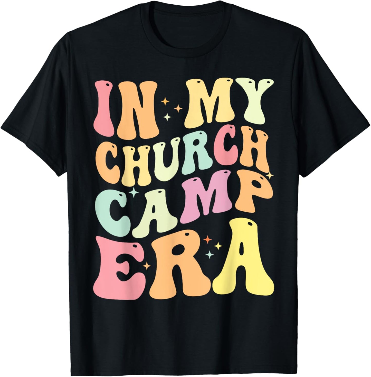 In My Church Camp Era Funny Groovy Summer Camping T-Shirt - T-Shirt | Black