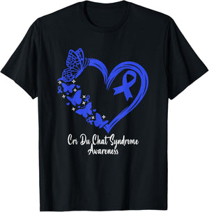 Cri Du Chat Syndrome Awareness Heart Cri Du Chat Syndrome T-Shirt - T-Shirt | Black