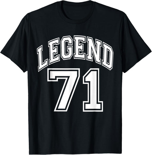 Legend 71 Years Old Number Team 71st Birthday Graphic T-Shirt - T-Shirt | Black