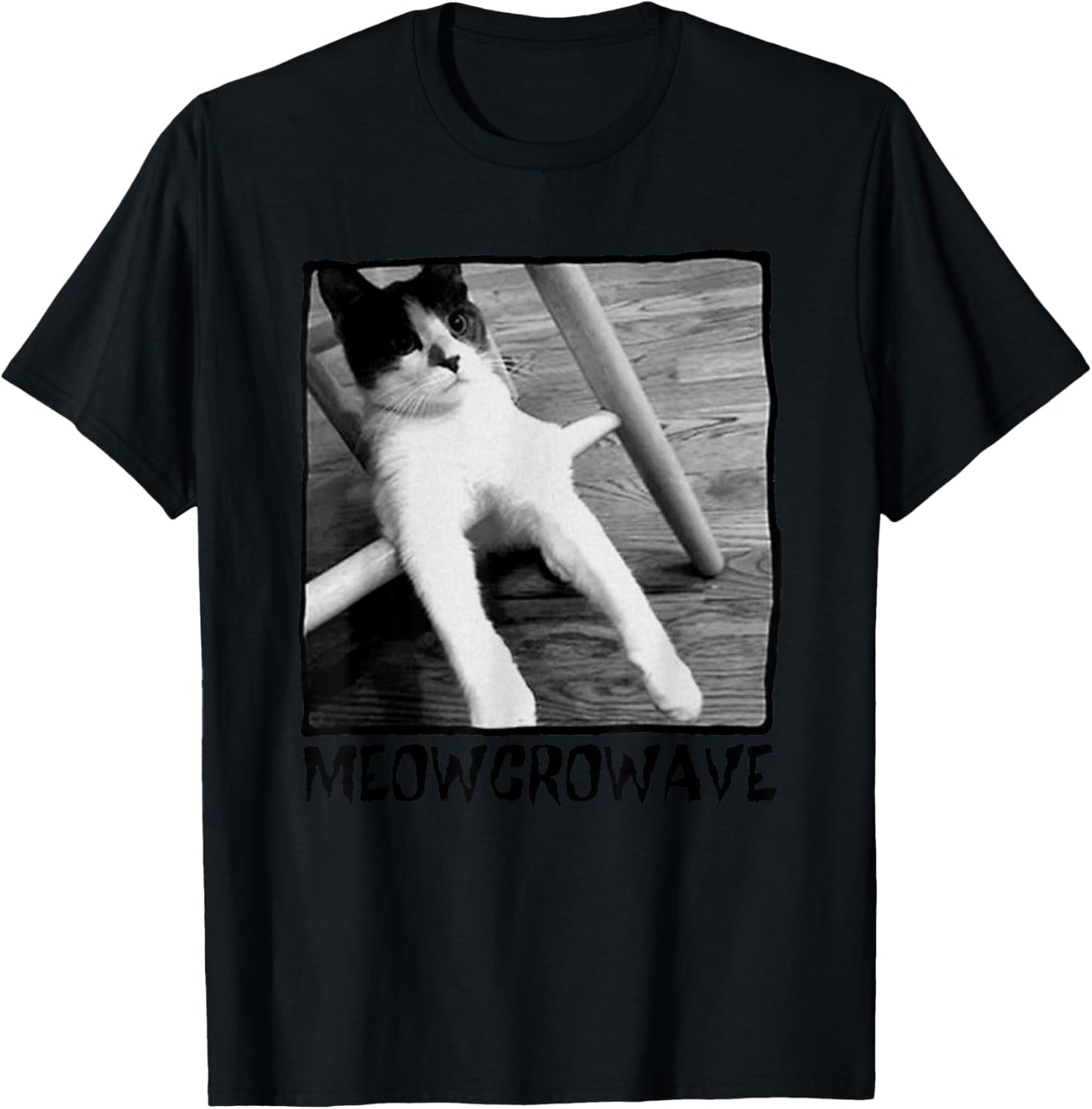 Funny Cat Meme Microwave Meowcrowave Saying T-Shirt - T-Shirt | Black
