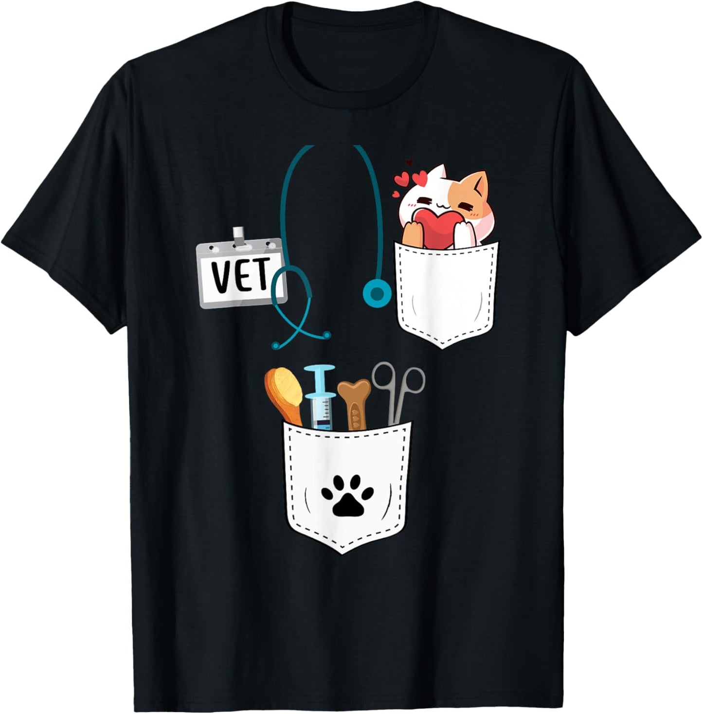Vet Tech Veterinarian Halloween Costume For Adult Kids Women T-Shirt - T-Shirt | Black
