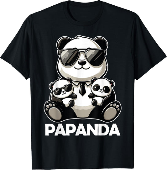 Funny Dad Papa Quotes for Father's Day Father Panda Papanda T-Shirt - T-Shirt | Black