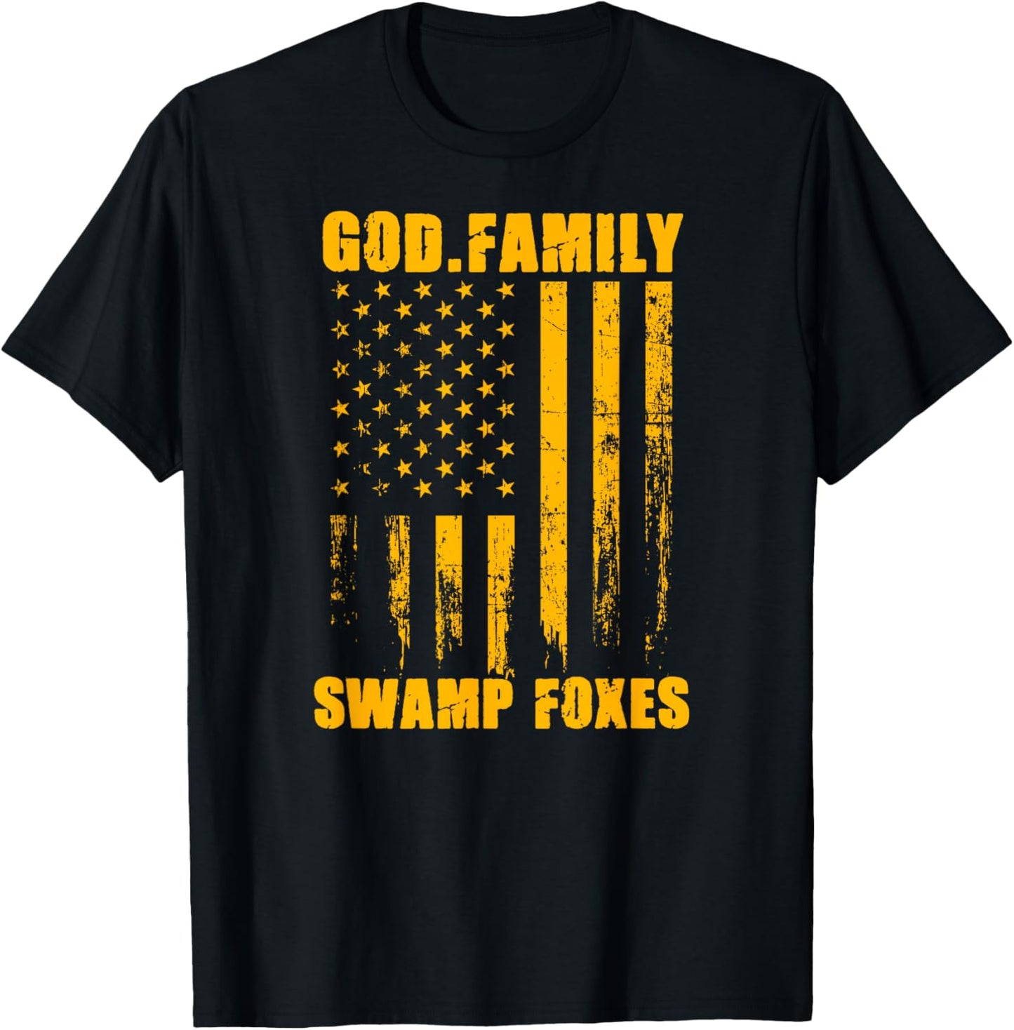 Marion Swamp Foxes God. Family. Vintage USA Flag T-Shirt - T-Shirt | Black