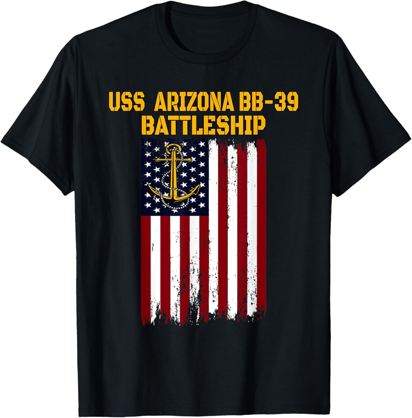 Battleship USS Arizona BB-39 Warship Veterans Father Grandpa T-Shirt - T-Shirt | Black