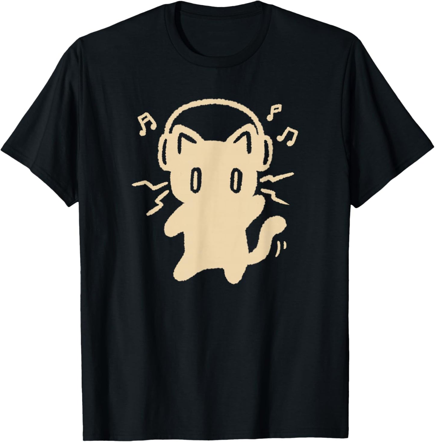 90s Y2K Funny Dancing Cat Tomcat with Headset Headphone T-Shirt - T-Shirt | Black