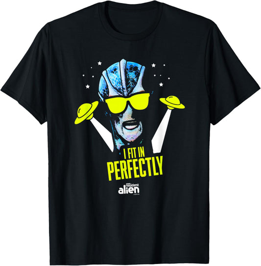 Resident Alien I Fit In Perfectly - Officially Licensed T-Shirt - T-Shirt | Black