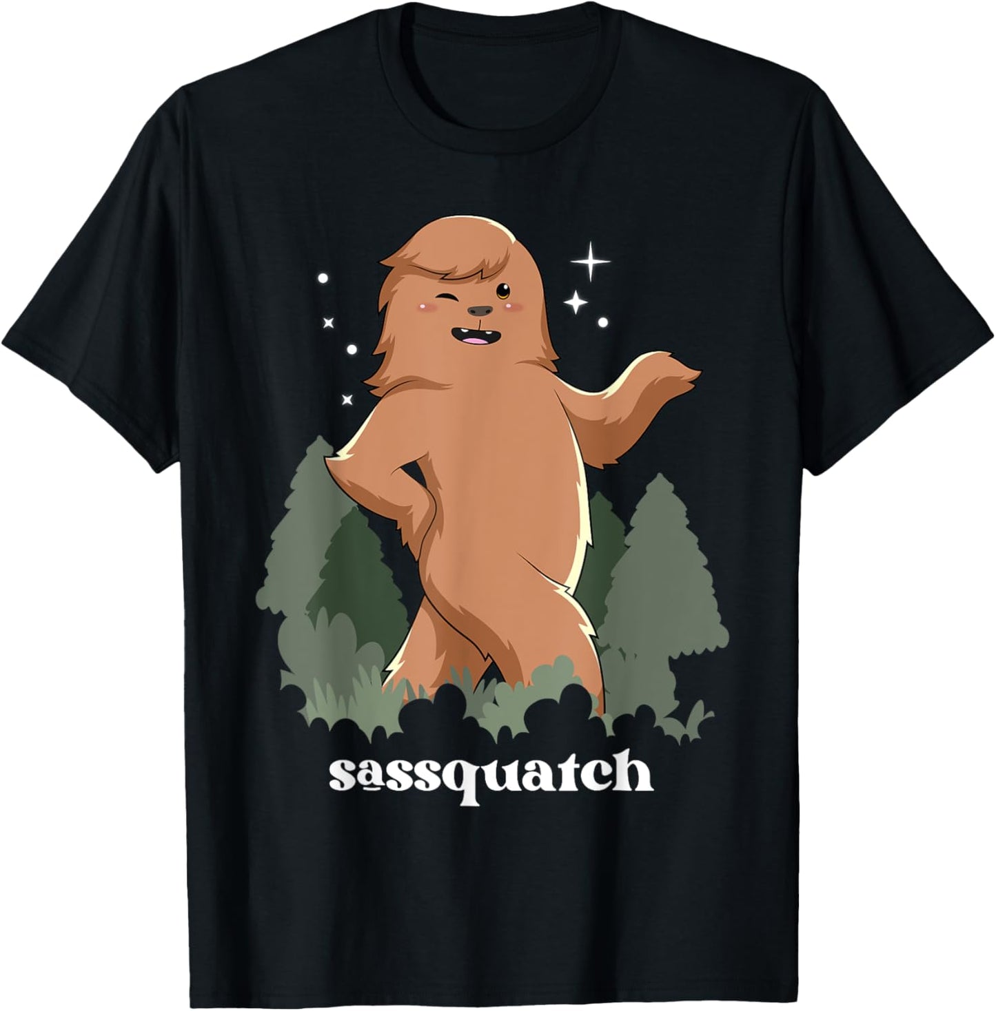 Sasquatch Shirt Sassy Bigfoot Sassquatch Cryptid Funny T-Shirt - T-Shirt | Black
