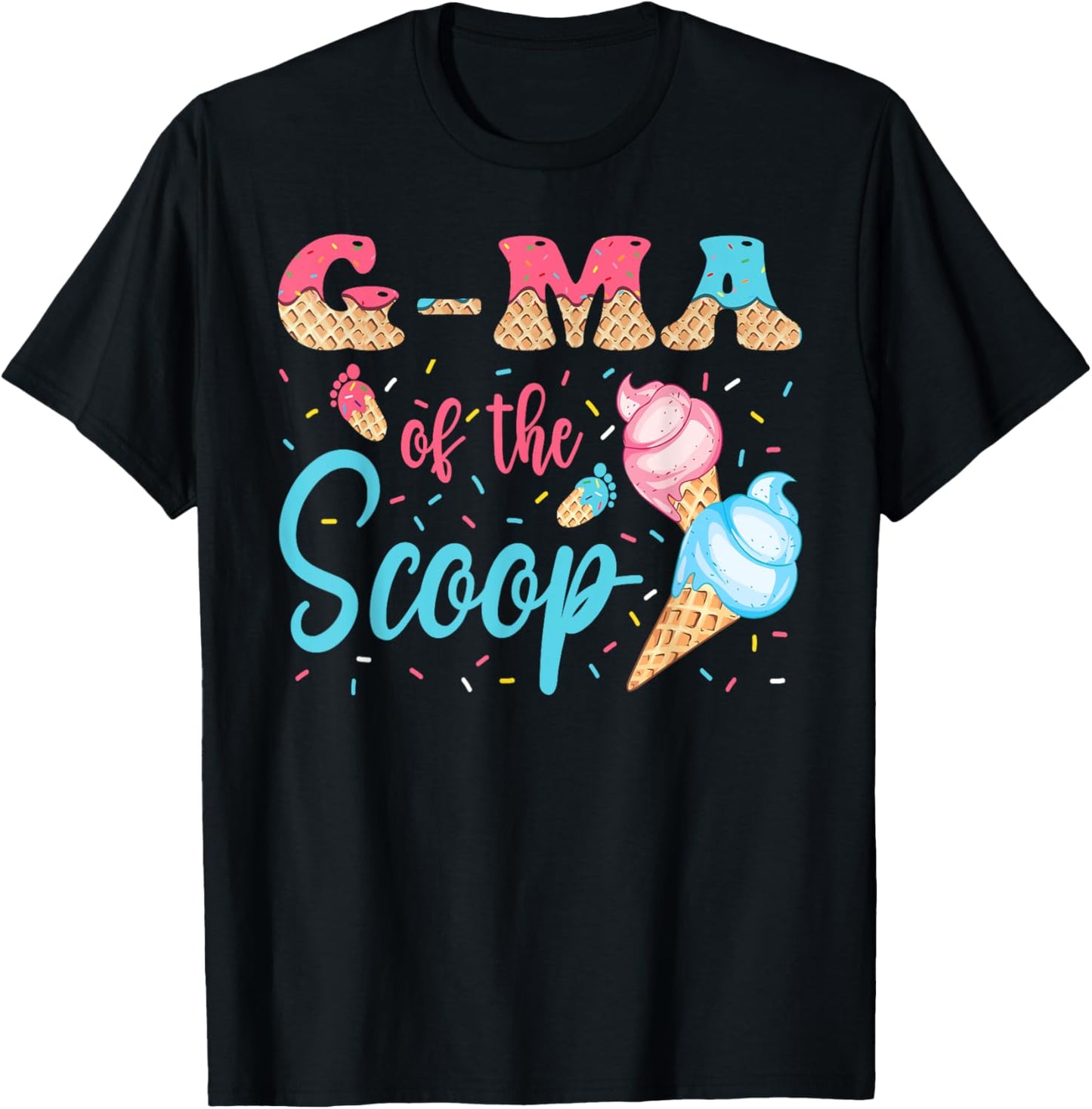 G-Ma Of The Scoop Ice Cream Gender Reveal Baby Shower T-Shirt - T-Shirt | Black