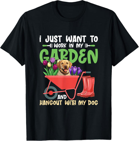 I Just Want To Work In My Garden Gardening Botanical T-Shirt - T-Shirt | Black