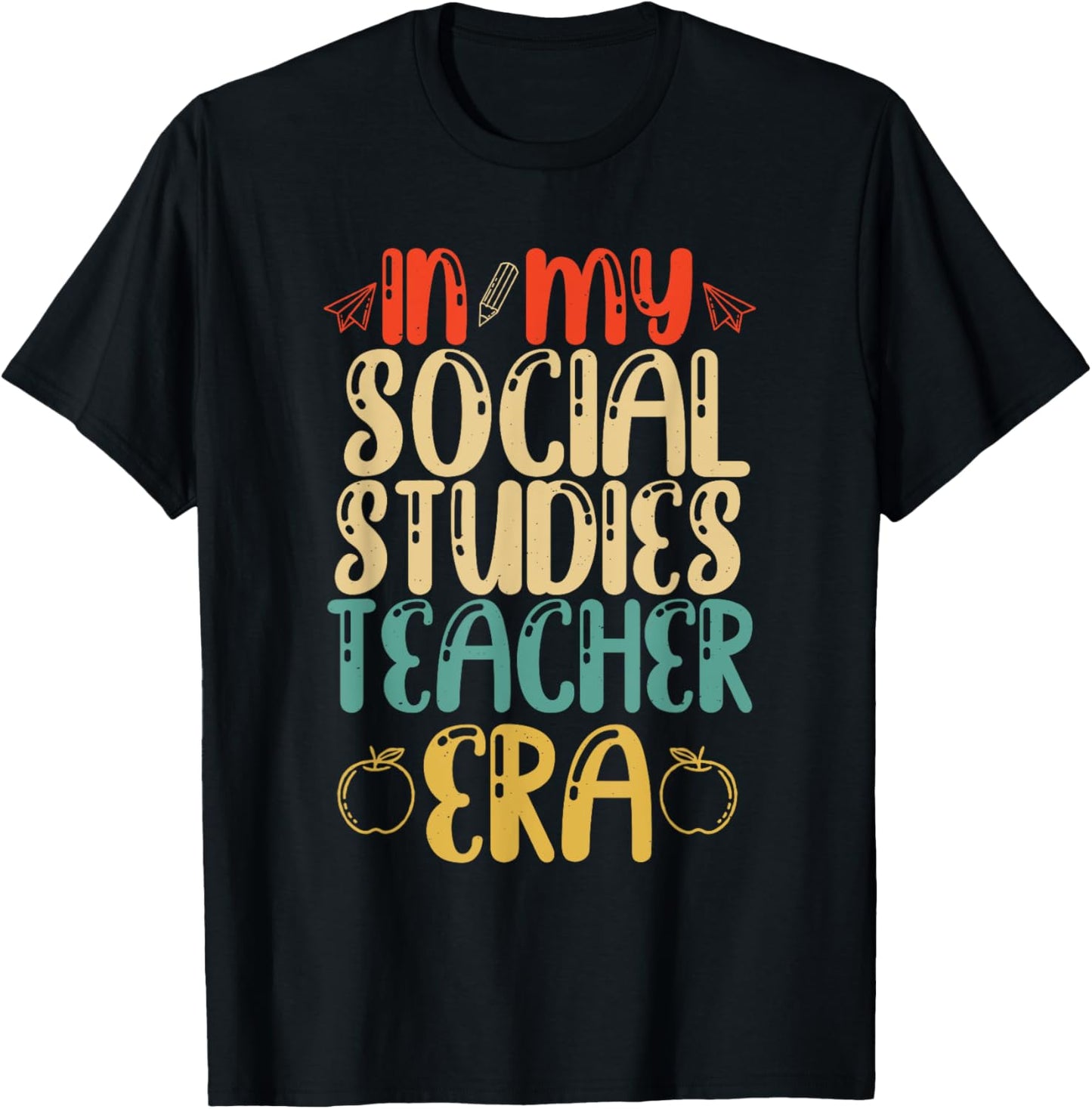 In My Social Studies Teachers Era Vintage Back To School T-Shirt - T-Shirt | Black