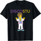 The Simpsons Disco Stu - -Adults & Kids - Black - Small - Short Sleeve - Crew Collar - Neon Name in Lights Design T-Shirt - T-Shirt | Black