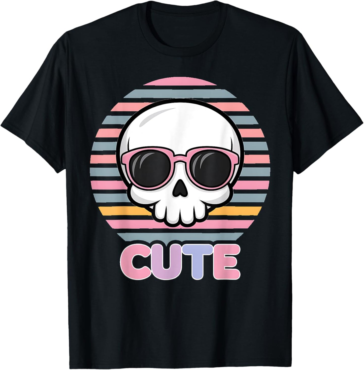 Pastel Goth Fairycore Grunge Kawaii Cute Halloween Skull T-Shirt - T-Shirt | Black