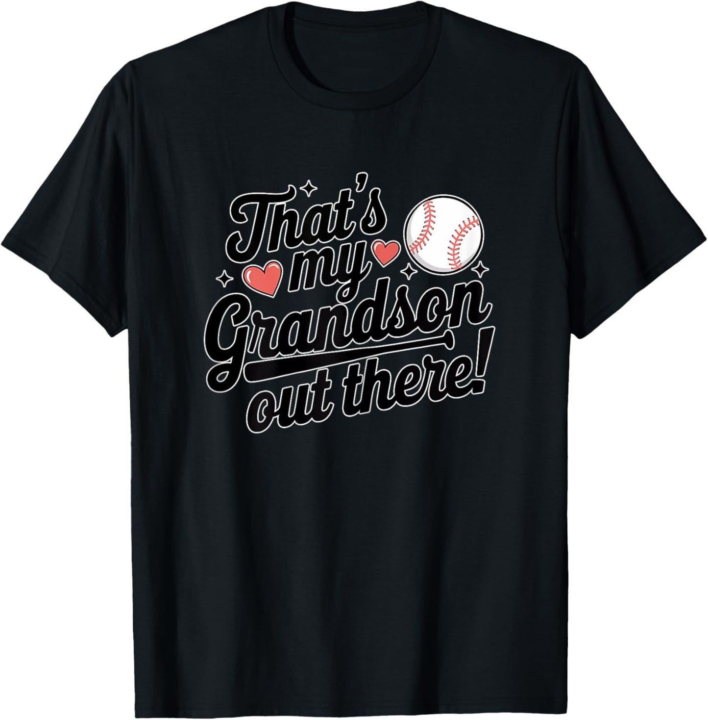 Baseball Grandma That's My Grandson Out There Cute Sports T-Shirt - T-Shirt | Black