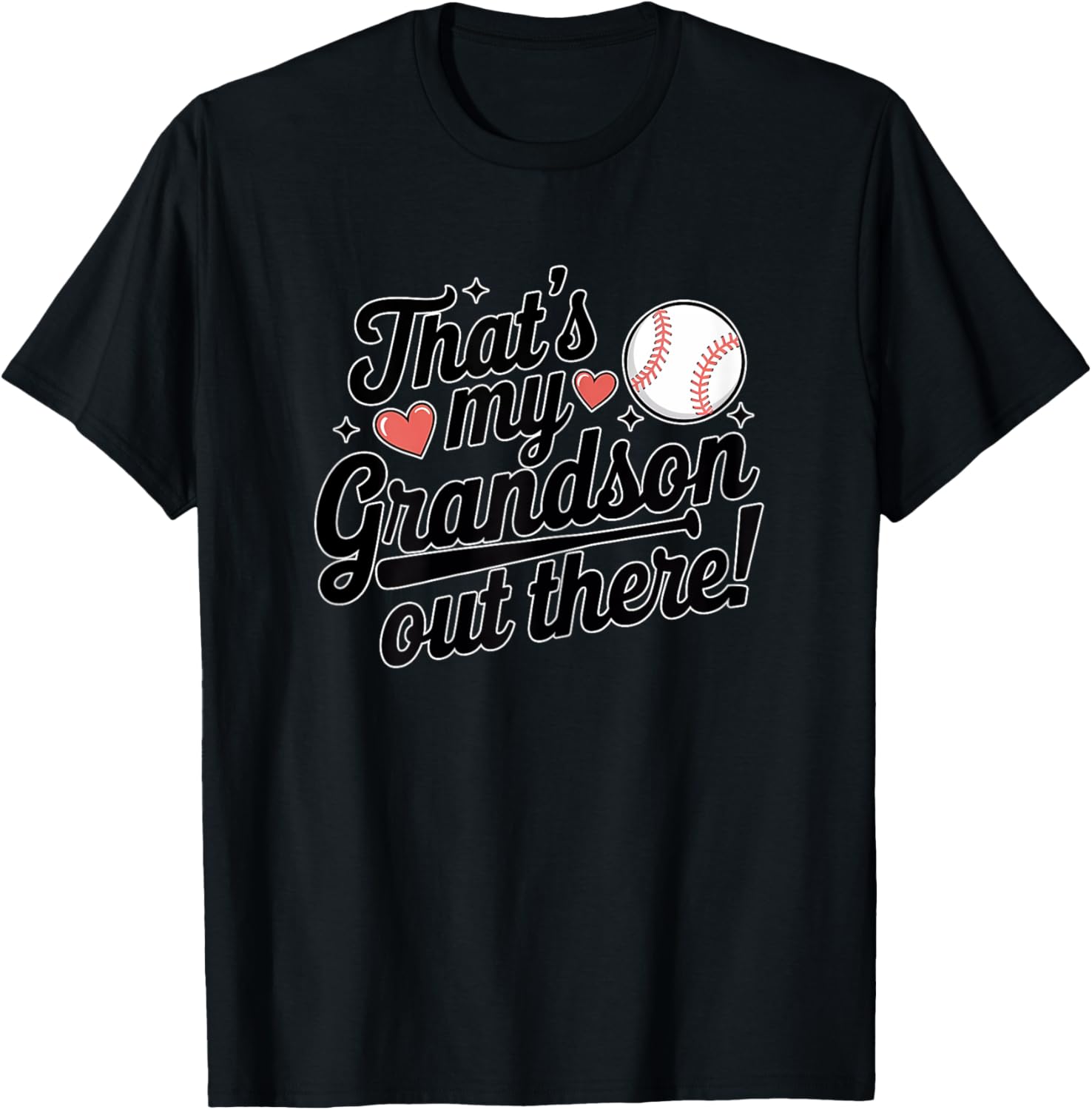 Baseball Grandma That's My Grandson Out There Cute Sports T-Shirt - T-Shirt | Black