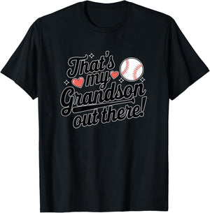 Baseball Grandma That's My Grandson Out There Cute Sports T-Shirt - T-Shirt | Black