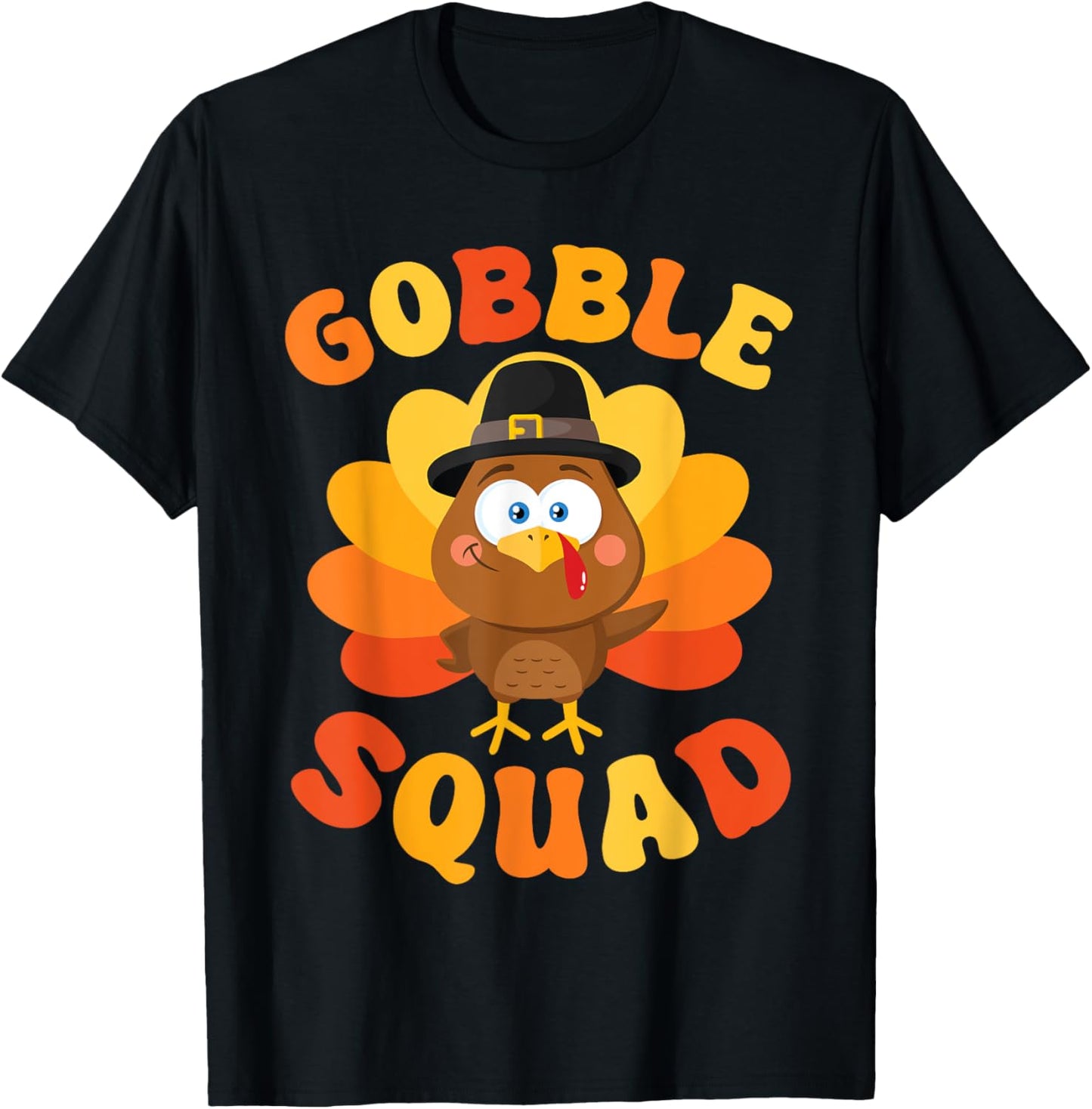 Gobble Squad Cute Turkey Thanksgiving T-Shirt - T-Shirt | Black