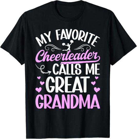 Favorite Cheerleader Great Grandma Cheer Great Grandma T-Shirt - T-Shirt | Black
