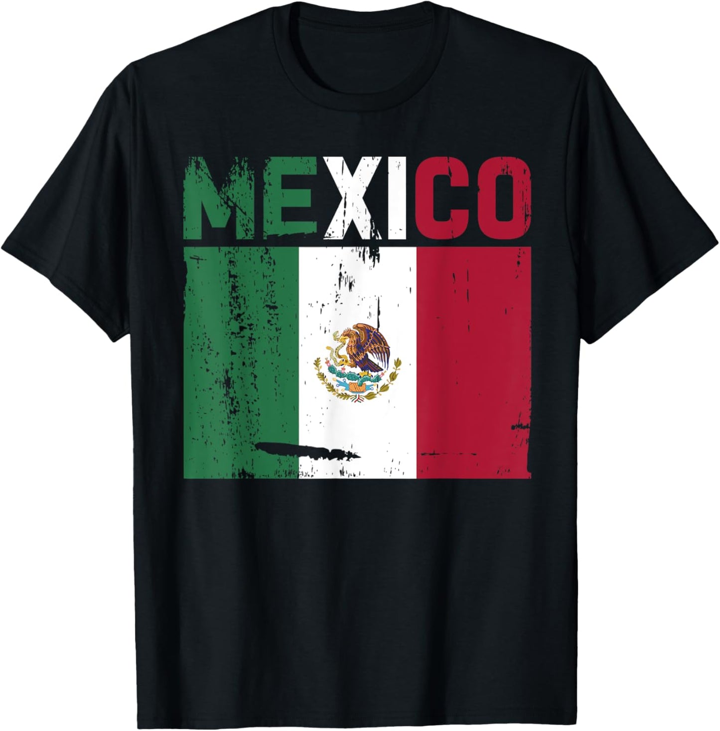 Mexico Vintage Mexican Flag Pride Hat Jersey T-Shirt - T-Shirt | Black
