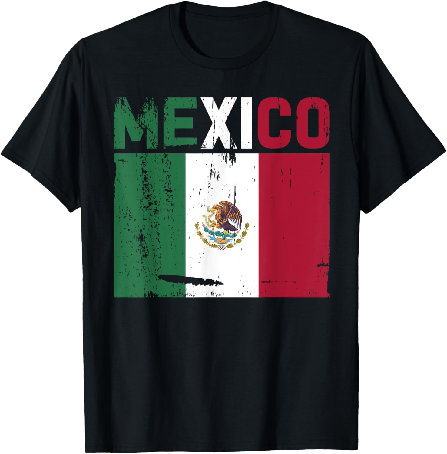 Mexico Vintage Mexican Flag Pride Hat Jersey T-Shirt - T-Shirt | Black