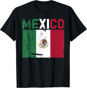 Mexico Vintage Mexican Flag Pride Hat Jersey T-Shirt - T-Shirt | Black