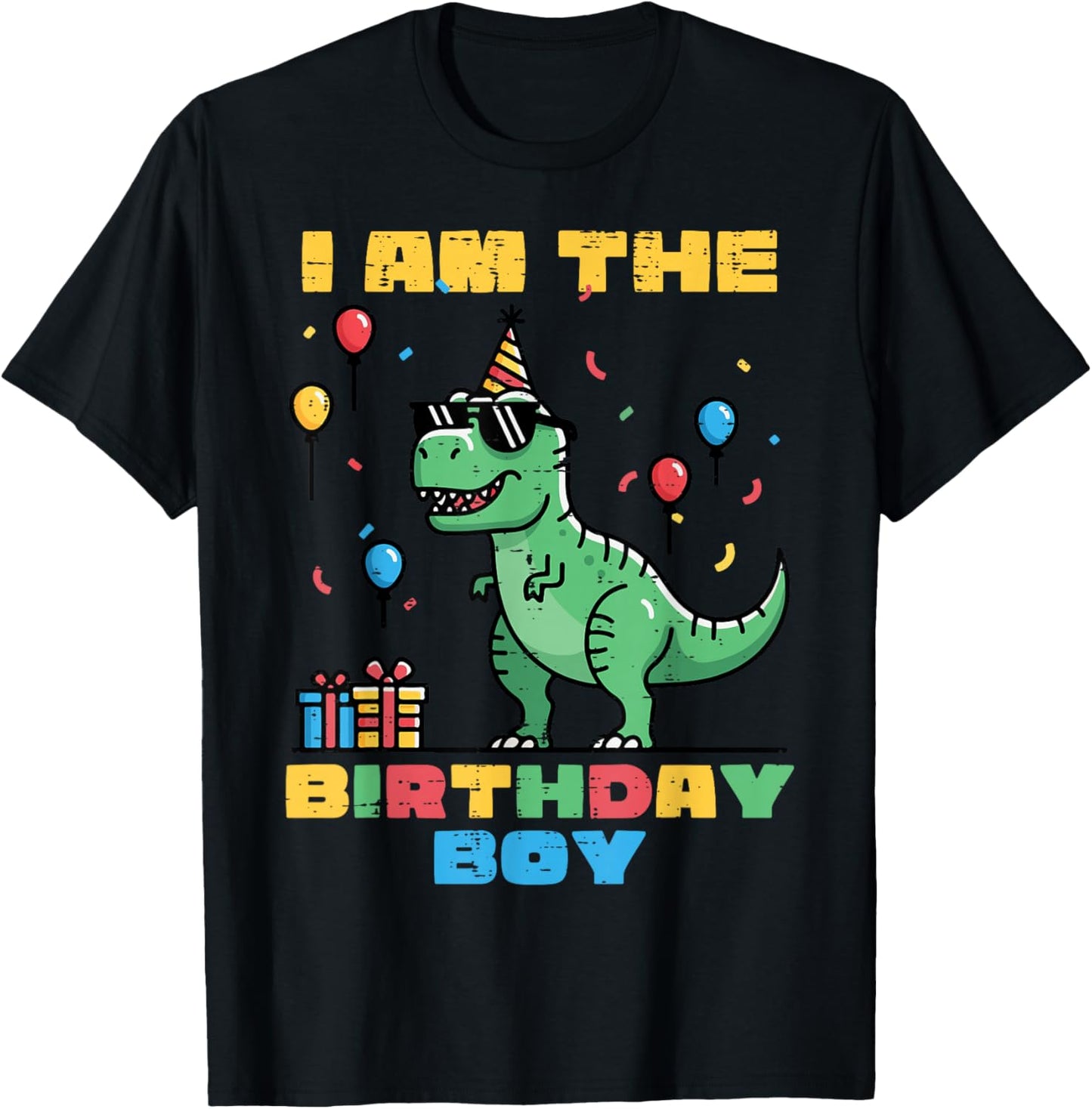 I Am The Birthday Boy Trex Dino Party Family Match Boys Kids T-Shirt - T-Shirt | Black