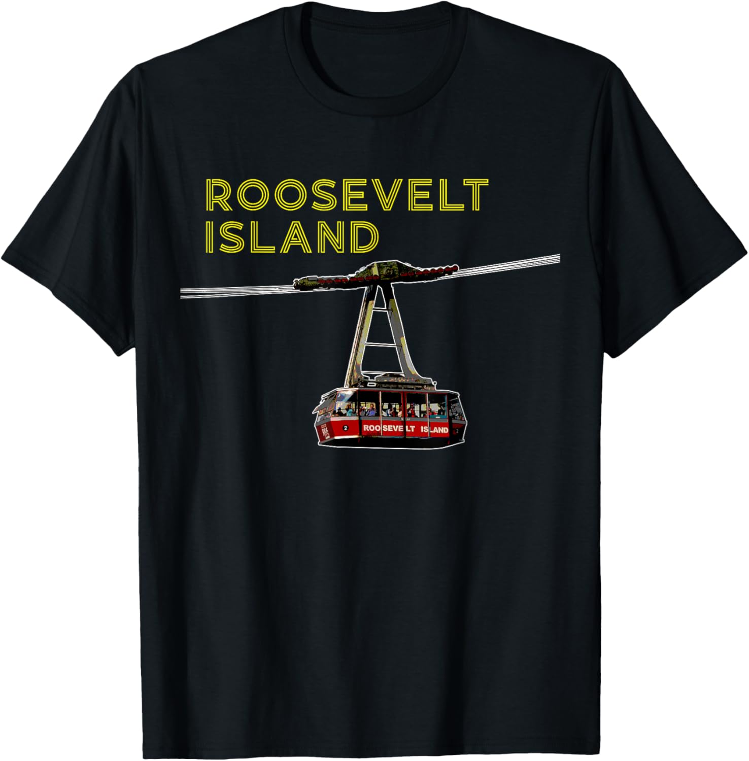 Roosevelt Island Tramway New York NYC Neighborhood Retro T-Shirt - T-Shirt | Black