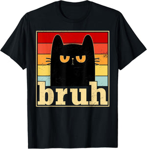 Funny Bruh Cat Meme Shirt for Teens Boys Girls Men Women T-Shirt - T-Shirt | Black