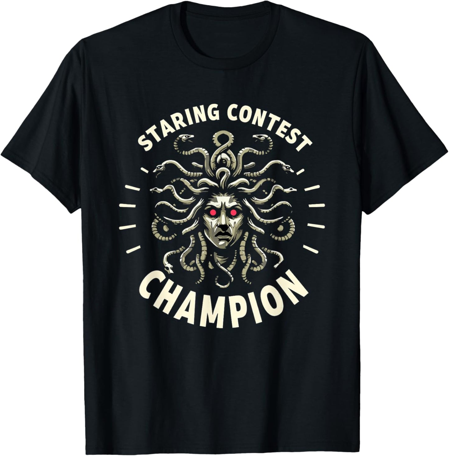 Funny Greek Mythology Staring Contest Medusa T-Shirt - T-Shirt | Black