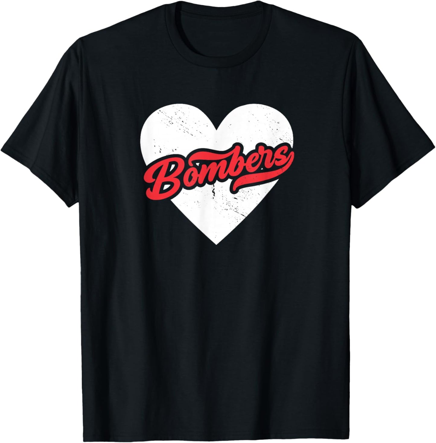 Vintage Bombers High School Go Bombers Pride Heart T-Shirt - T-Shirt | Black