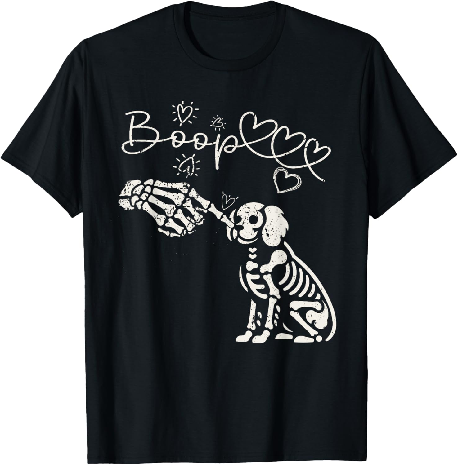 Spooky Skeleton Hand Touch Nose Cavalier King Charles Boop T-Shirt - T-Shirt | Black