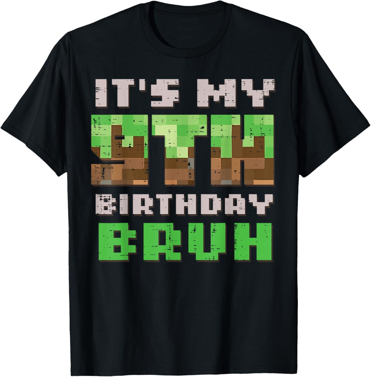 It's My 9th Birthday Bruh Pixel Gamer 9 Bday Gaming Boys Kids T-Shirt - T-Shirt | Black