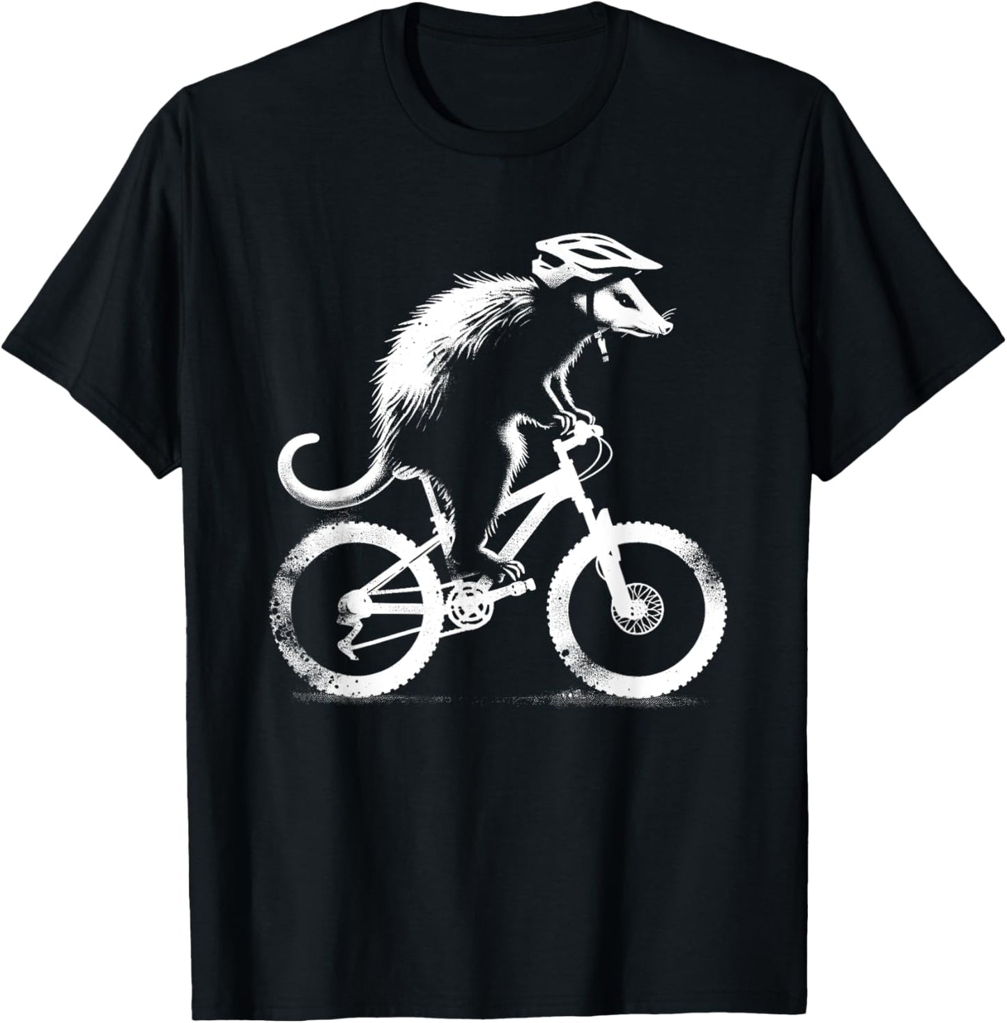 Opossum On Bicycle - Funny Graphic Biking Possum Lover T-Shirt - T-Shirt | Black