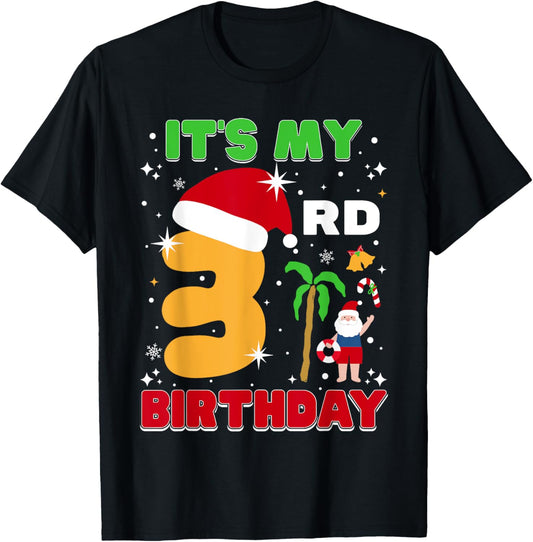 It's My 3rd Birthday Summer Xmas 3 Years Old Kids Girls Boys T-Shirt - T-Shirt | Black