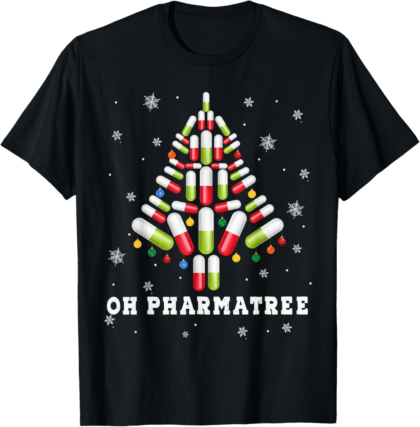 Oh Pharmatree Ugly ChristmasPharmacy Christmas Tree T-Shirt - T-Shirt | Black
